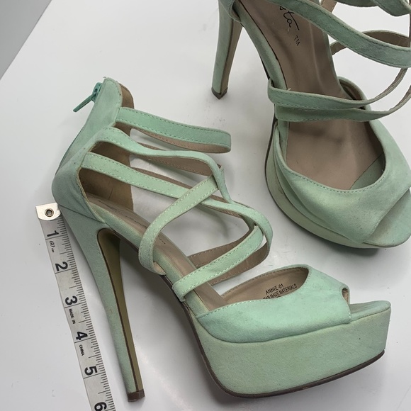 Modesta | Mint Color Platform Heels - Picture 3 of 5